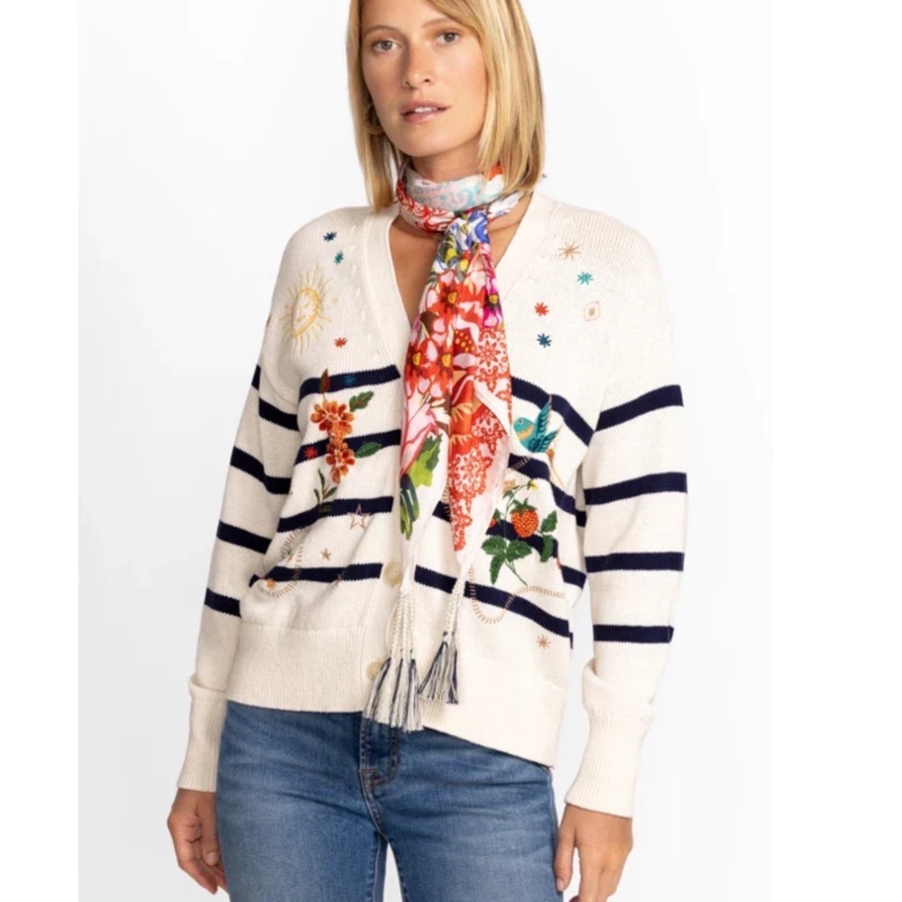 Johnny Was Lyonne cardigan Knit Embroidered Cottagecore Size Large